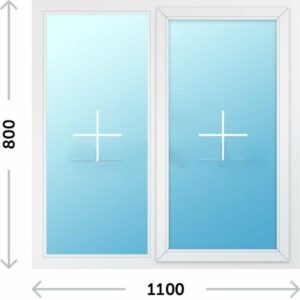 Пластиковое окно Rehau 1100х800 глухое двухстворчатое - СтеклоТепло